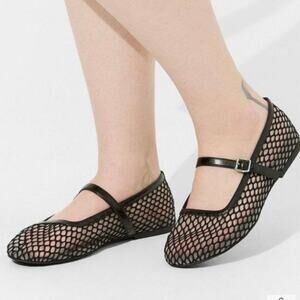 Torrid Black Fishnet Mary Jane Flats NEW 10WW double wide